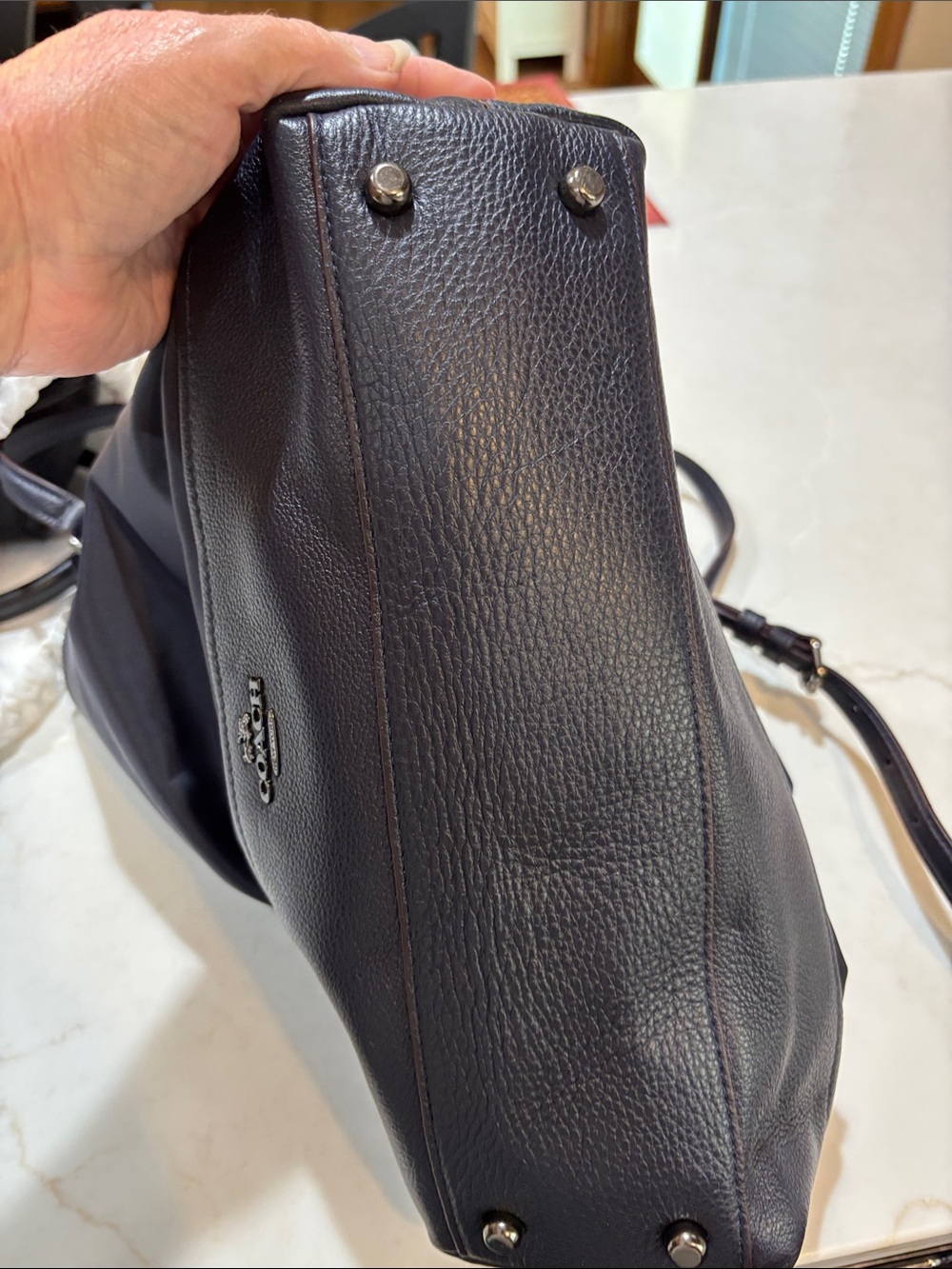 Coach Nylon and Leather Blue Tote with Crossbody Strap - Picture 12 of 16
